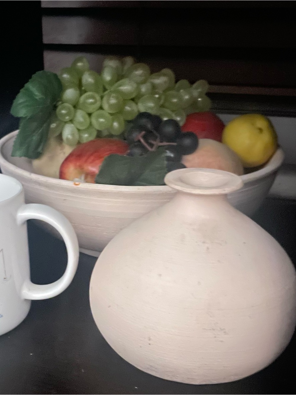 Mid Century Studio Art Matte Pottery Bowl & Spherical Vase Centerpiece Set